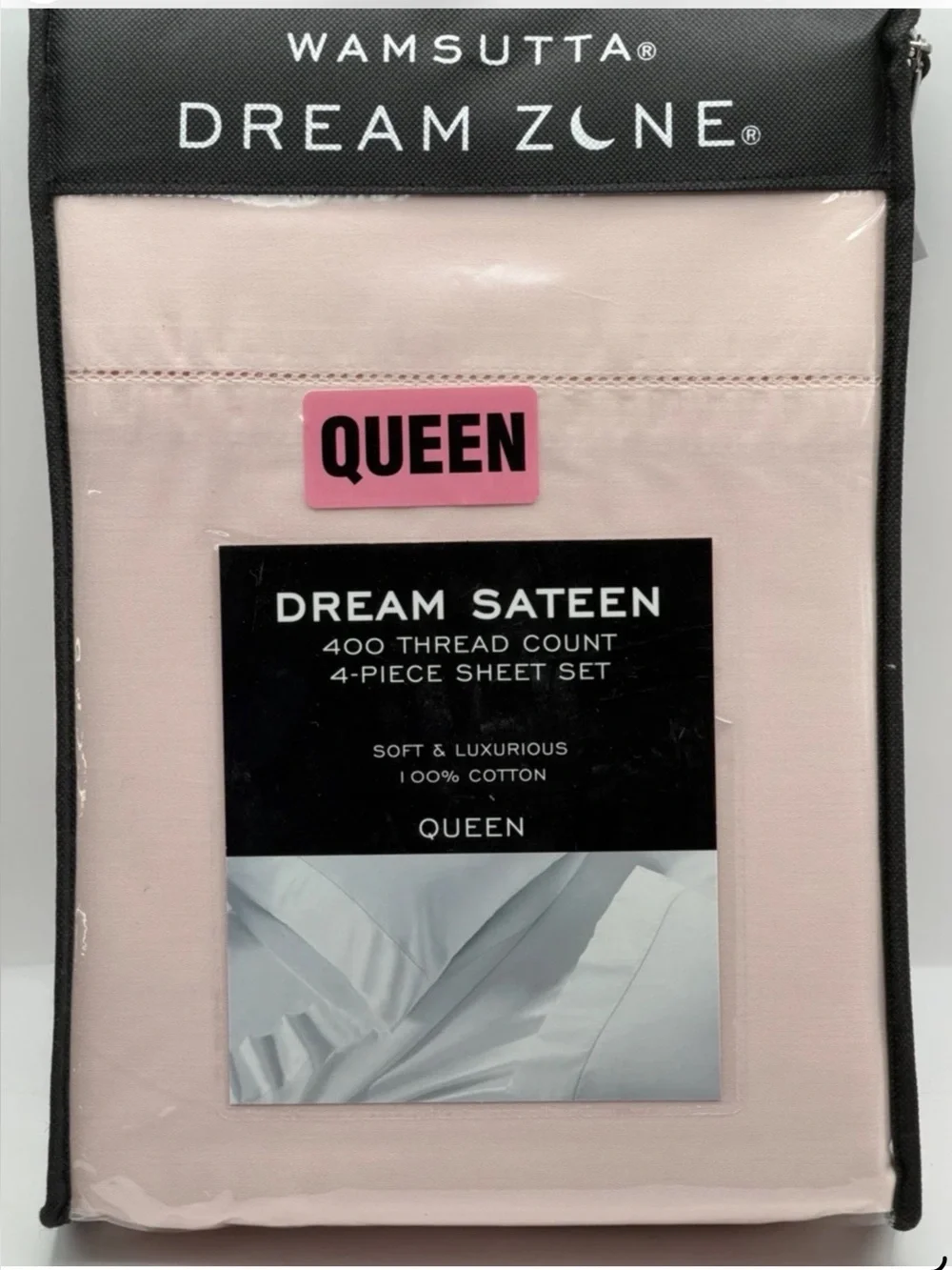Wamsutta Dream Zone 400 TC Queen Sheet Set 100% Cotton Dream Sateen 4 Piece Pink